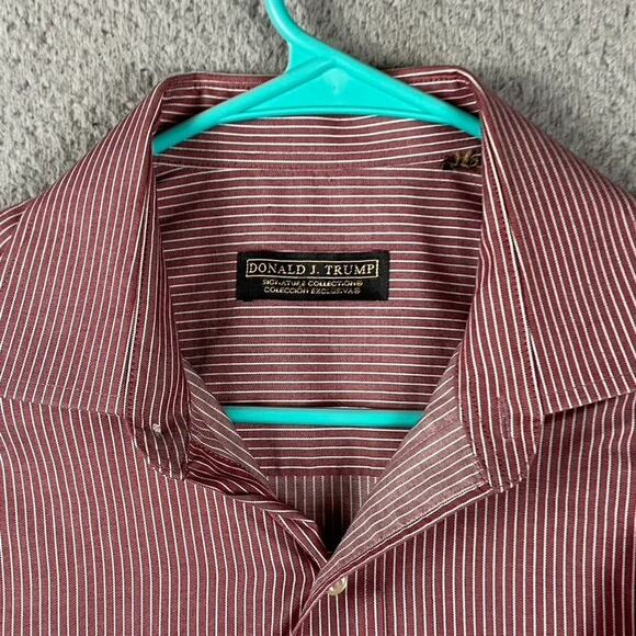 Donald J Trump Signature Collection Shirt Men's Large Red Striped Formal Causal - Picture 4 of 7